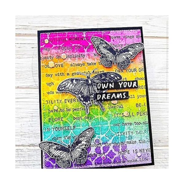 Sello de goma transparente con texto de mariposa diseño