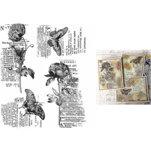 Sello de goma transparente con texto de mariposa diseño