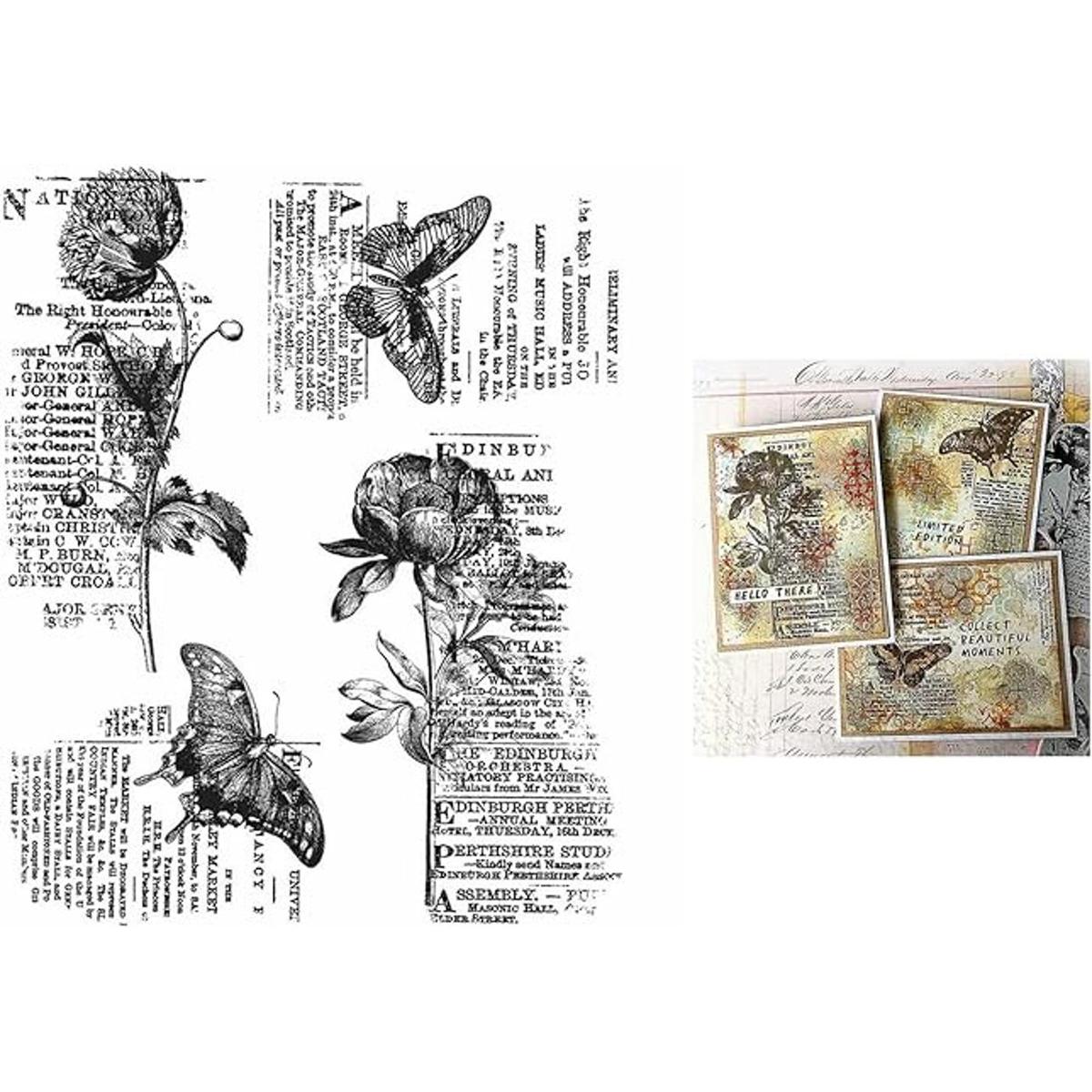 Sello de goma transparente con texto de mariposa diseño