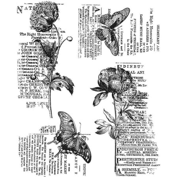 Sello de goma transparente con texto de mariposa diseño