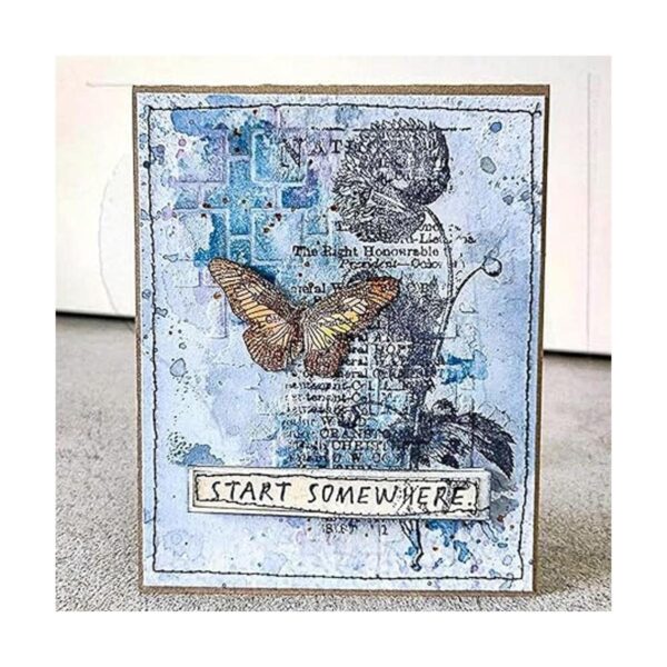 Sello de goma transparente con texto de mariposa diseño