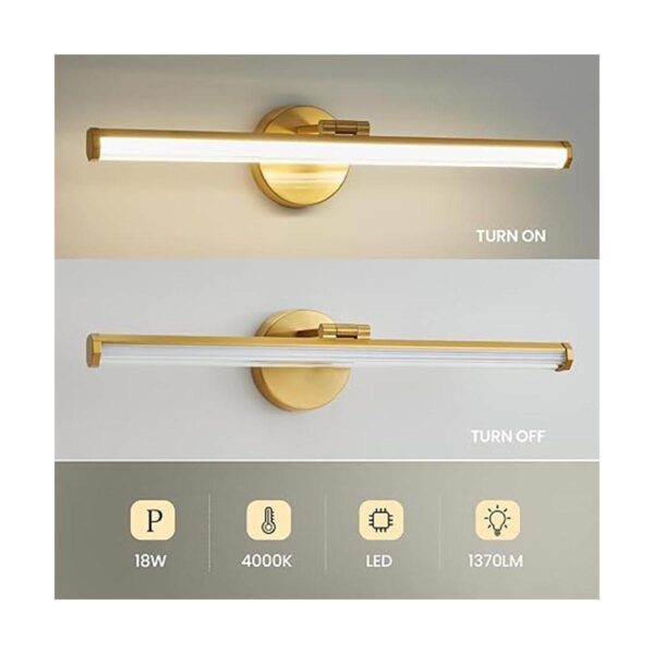 KAISITE Lámpara de tocador de baño luz dorada de 22_4