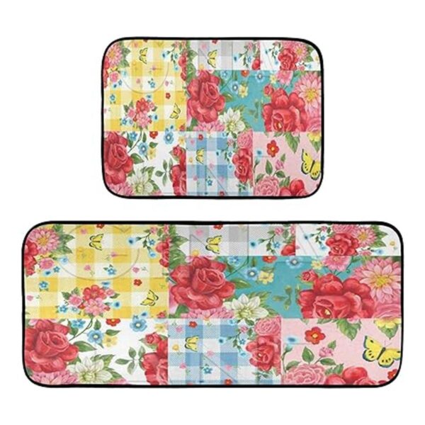 Juego de 2 tapetes de cocina con diseño de mariposas y