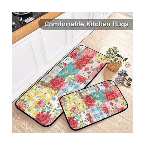 Juego de 2 tapetes de cocina con diseño de mariposas y