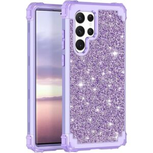 Lontect Funda para Galaxy S22 Ultra 5G con purpurina_1