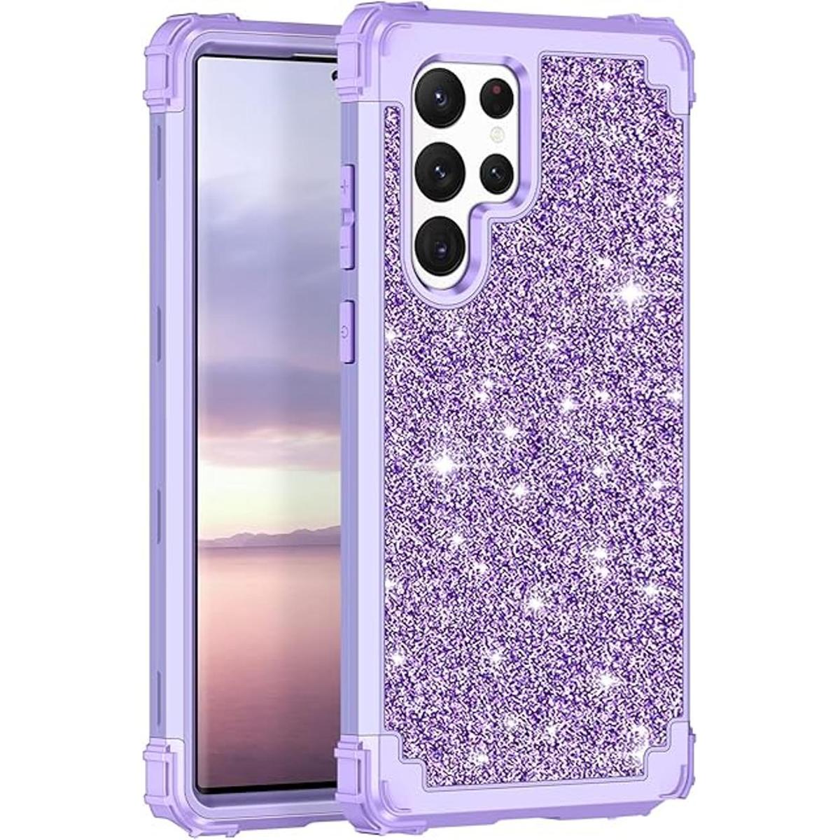 Lontect Funda para Galaxy S22 Ultra 5G con purpurina