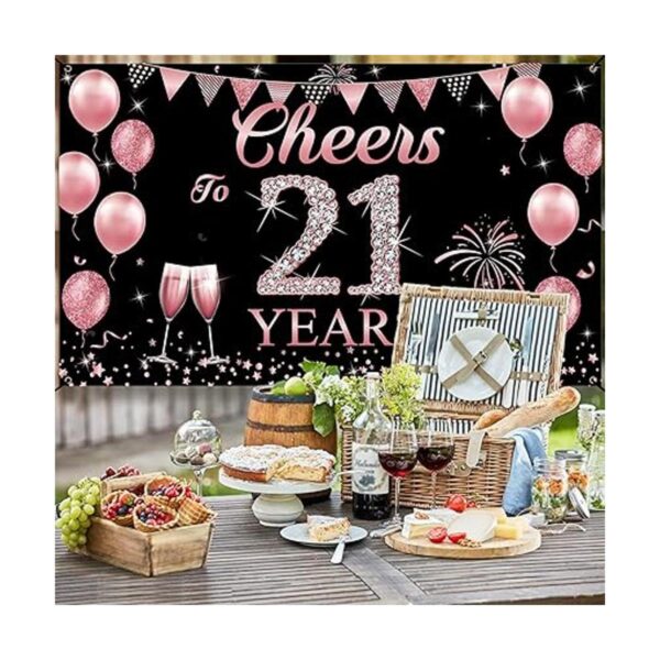Decoraciones de cumpleaños número 21 para ella pancarta_6