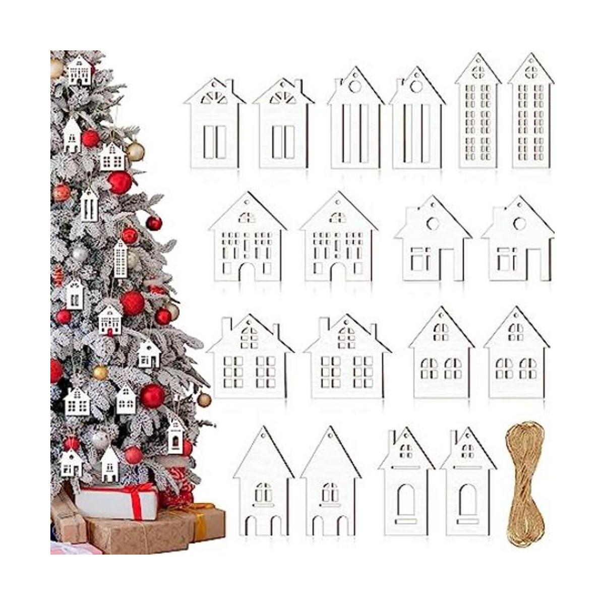 18 adornos de madera para casa para árbol de Navidad