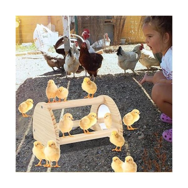 Cubolar Percha de pollo de pino con espejo barra de