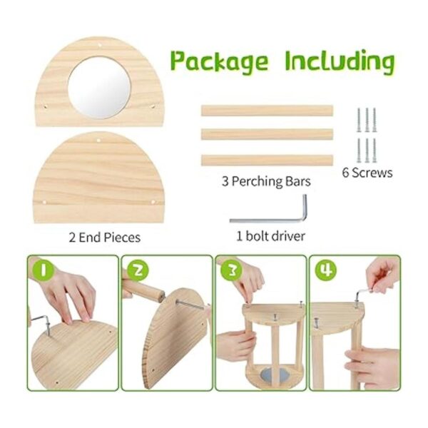 Cubolar Percha de pollo de pino con espejo barra de