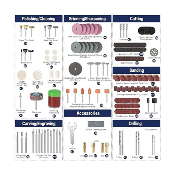 HARDELL Kit de accesorios para herramientas rotativas 282