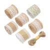 6 rollos de cinta de arpillera natural con encaje blanco y_1