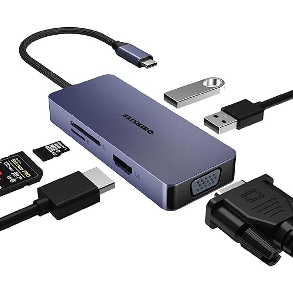OBERSTER 6 en 1 USB C a HDMI VGA Dual Monitor USB C