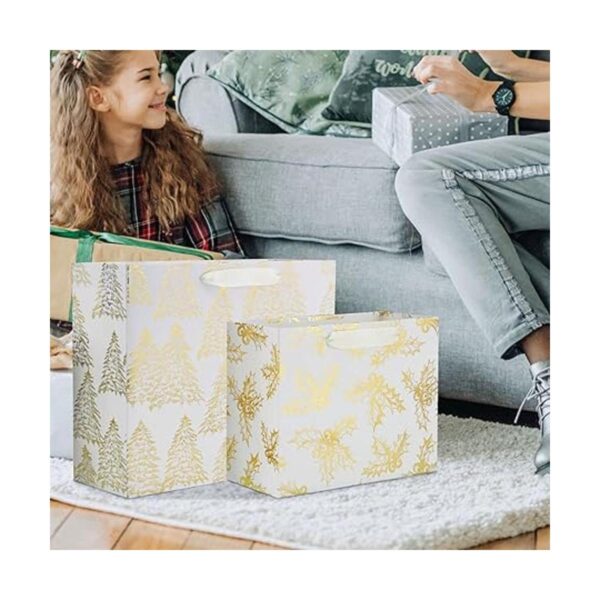 UNIQOOO 12 bolsas de regalo de Navidad doradas metálicas_5