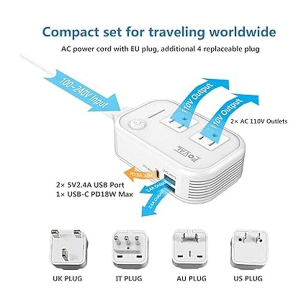 Adaptador de viaje de 220 V a 110 V convertidor de_3