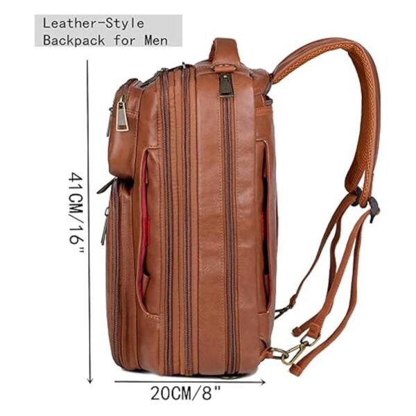 Mochila de cuero para laptop maletín híbrido de 15.6