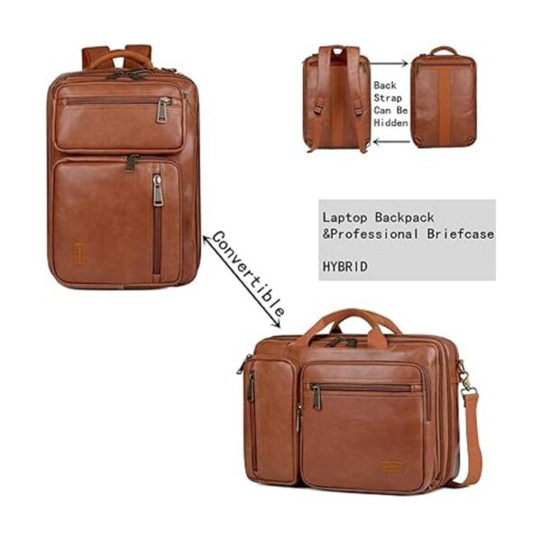 Mochila de cuero para laptop maletín híbrido de 15.6