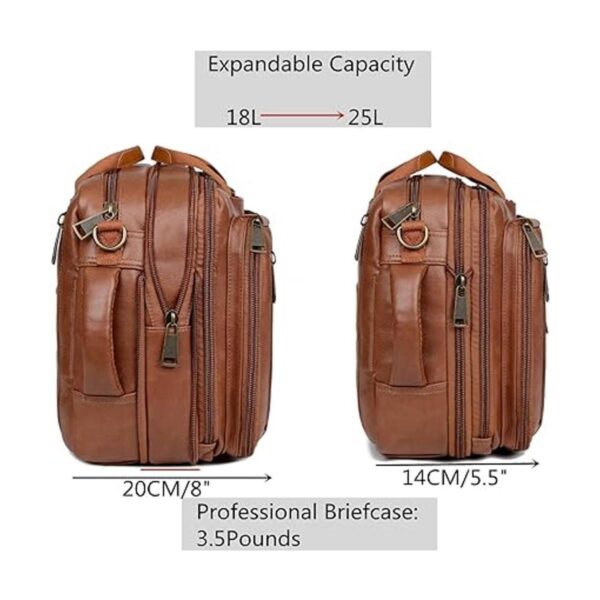 Mochila de cuero para laptop maletín híbrido de 15.6