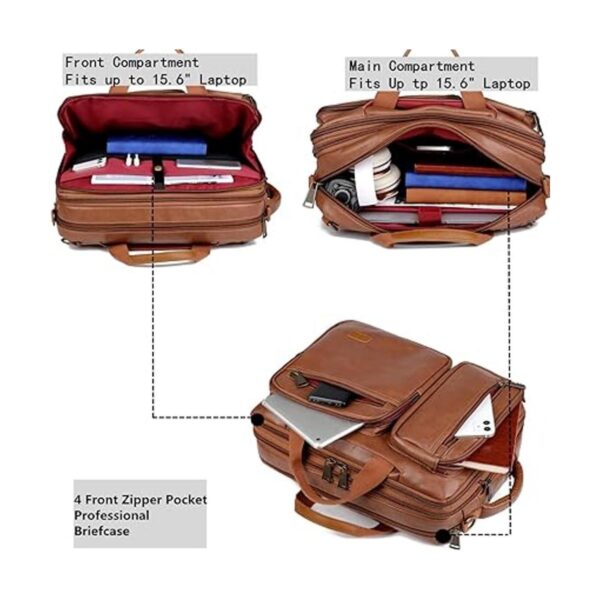 Mochila de cuero para laptop maletín híbrido de 15.6