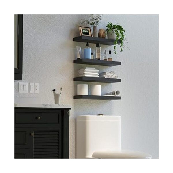 BOSWILLON Estantes flotantes negros para pared 4 juegos_4