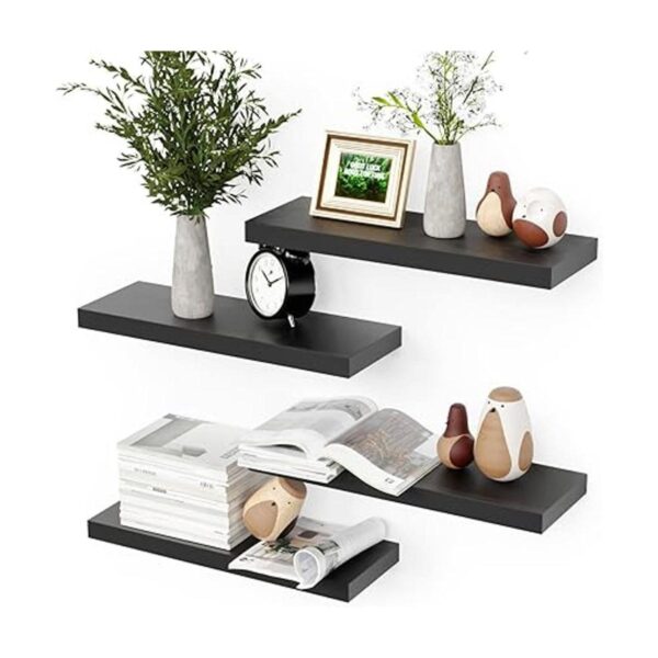 BOSWILLON Estantes flotantes negros para pared 4 juegos_1