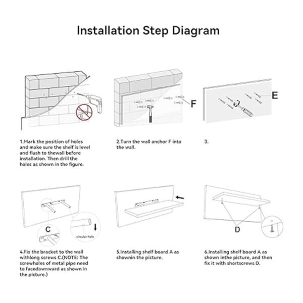 BOSWILLON Estantes flotantes negros para pared 4 juegos_6