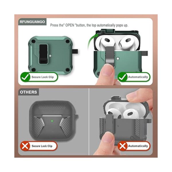 RFUNGUANGO Funda para Airpods de 3 generación con clip de_2