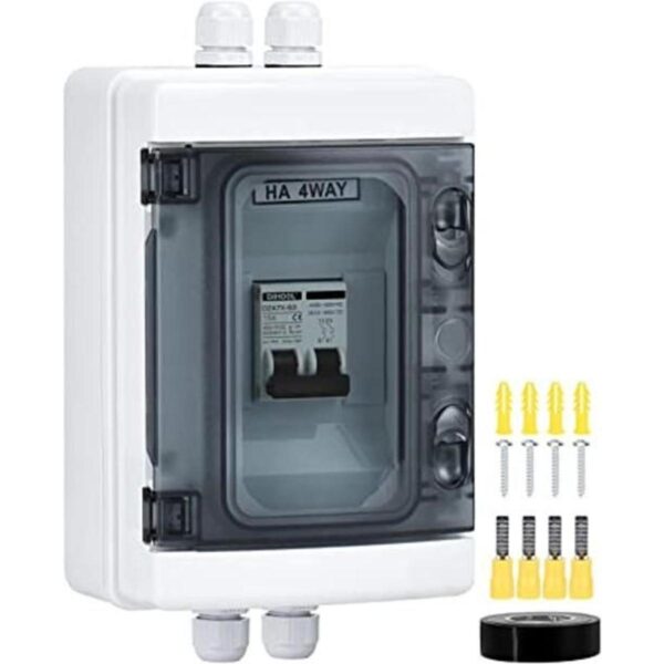 Disyuntor en miniatura DC de 15 amperios con caja IP65