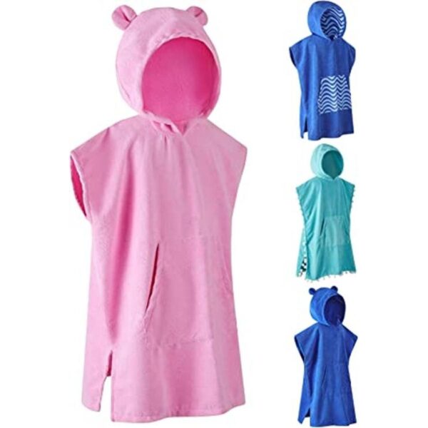 MissShorthair Toalla de playa con capucha para niños_1