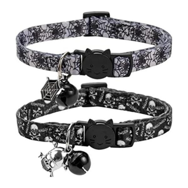 BoomBone Juego de 2 collares de gato de Halloween collar