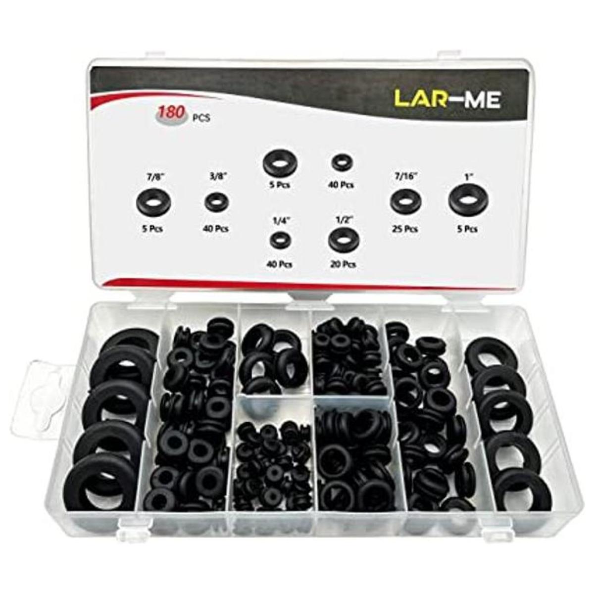 LARME Kit surtido de 180 ojales de goma 8 tamaños de