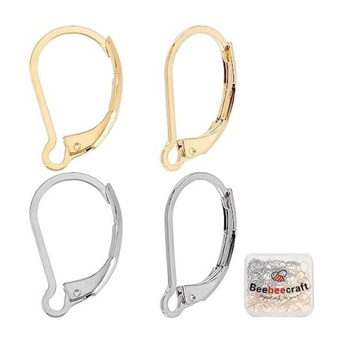 Beebeecraft 100 piezas de alambre de oreja chapado en oro