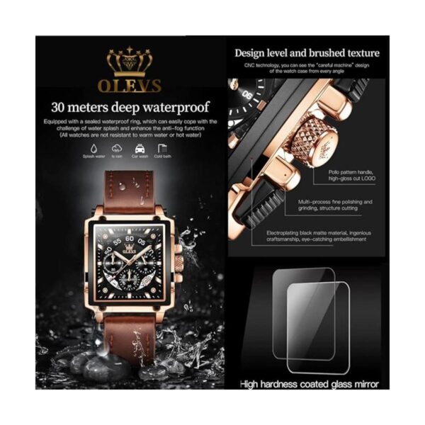 OLEVS Reloj multifunción de cuero para hombre reloj_3