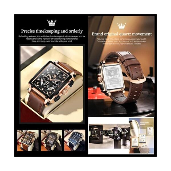 OLEVS Reloj multifunción de cuero para hombre reloj_6