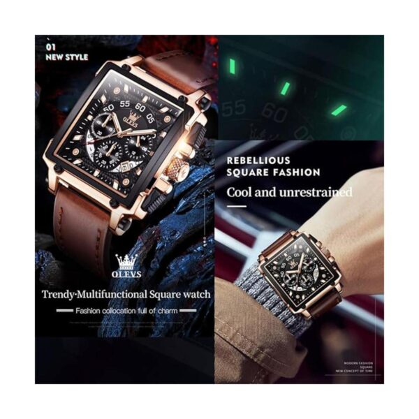 OLEVS Reloj multifunción de cuero para hombre reloj_4