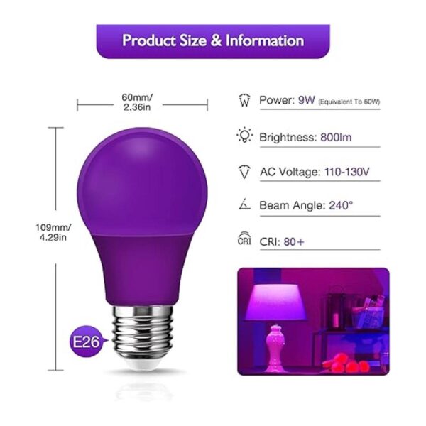 Bombilla morada 9 W equivalente a 60 W bombilla LED_2