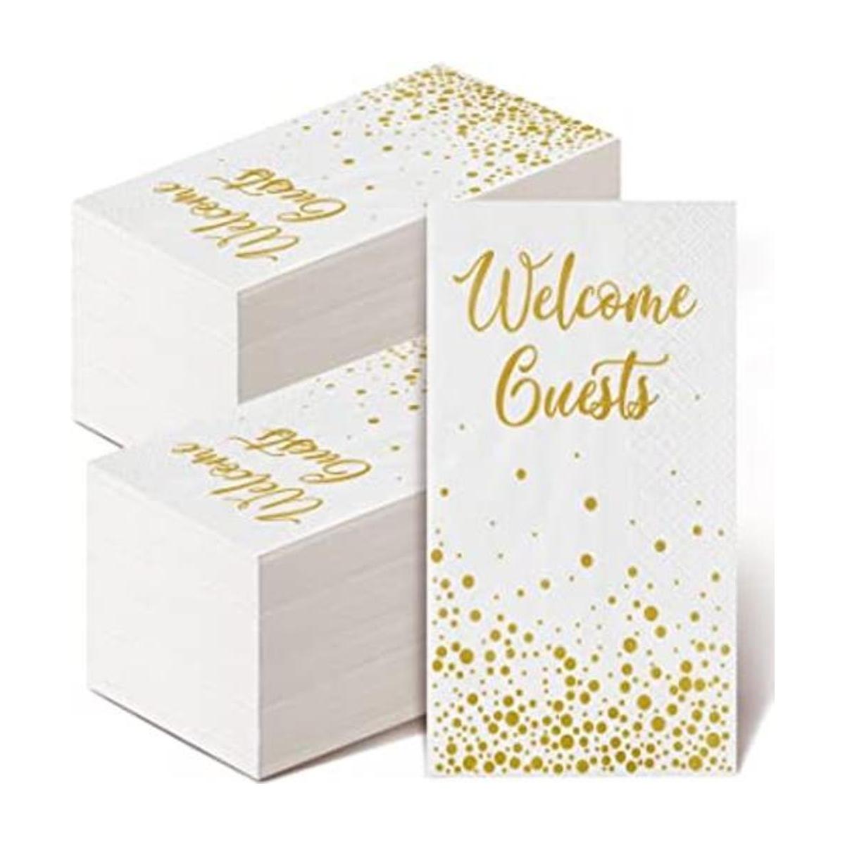 200 servilletas doradas de bienvenida para invitados
