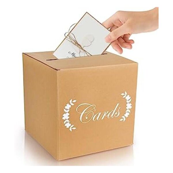 Caja de tarjetas de estraza para recuerdos de boda caja