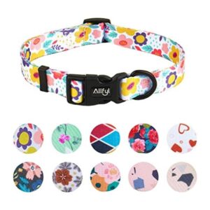 Collar de perro ajustable con flores de verano con hebilla