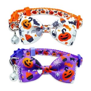 Pohshido Paquete de 2 collares de gato de Halloween con