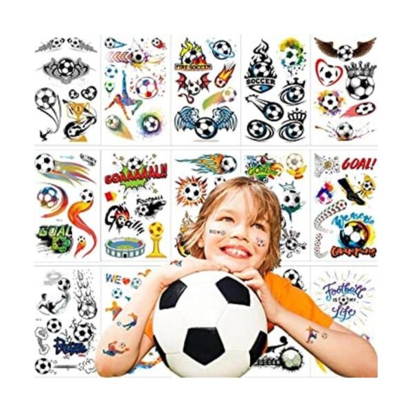 VIWIEU 14 hojas de tatuajes temporales de fútbol para_1