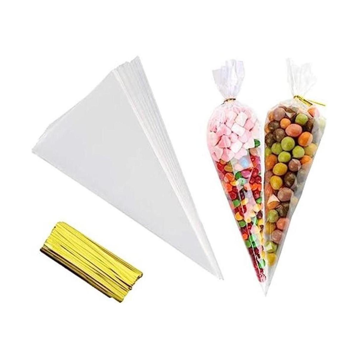 GOETOR Bolsa de cono 100 bolsas transparentes de celofán