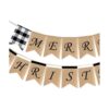 SWYOUN Burlap Merry Christmas Banner Buffalo Check Plaid_3