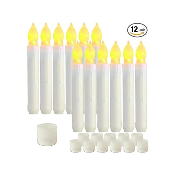 Homemory 12 velas cónicas LED sin llama candelabros_1