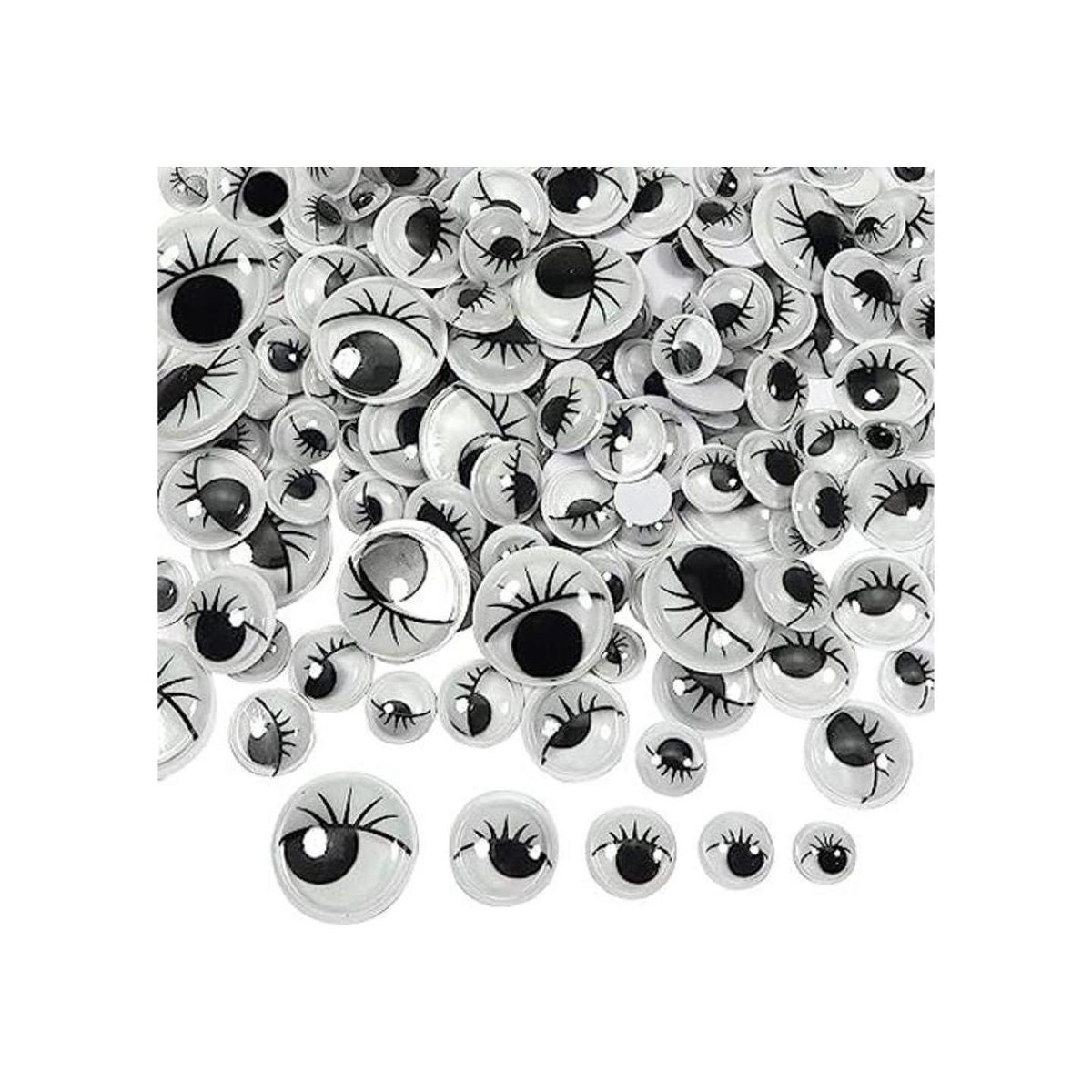 TOAOB 200 piezas de ojos negros con pestañas redondas de