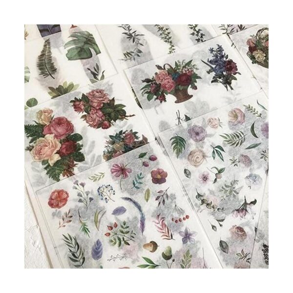 Pegatina de ramo de rosas vintage hojas botánicas