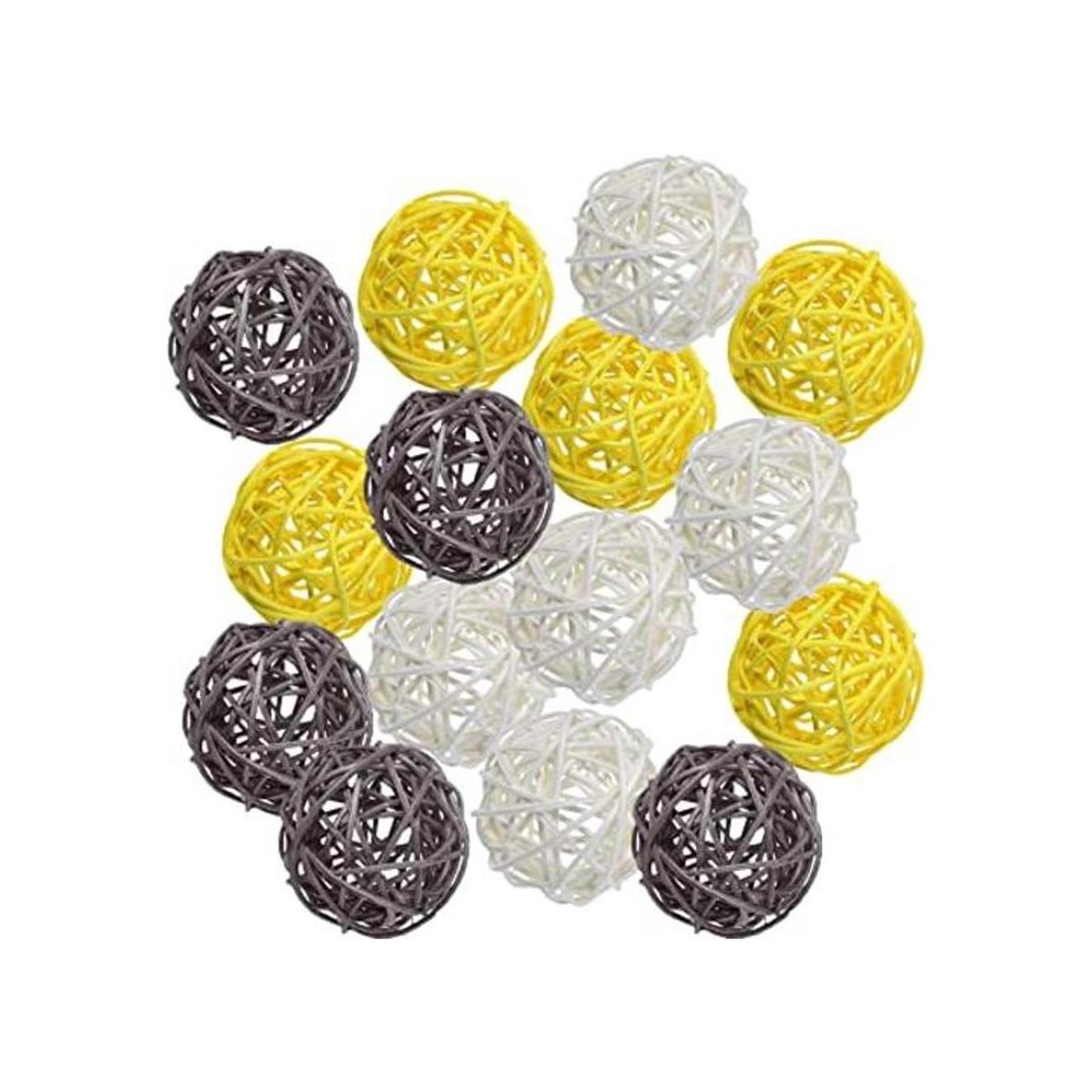 Pemalin Juego de 15 bolas decorativas de ratán