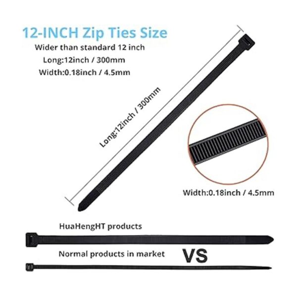 HuaHengHT 200 bridas negras resistentes de 12 pulgadas de
