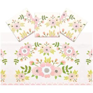 Mantel de plástico floral rosa para boda 54 x 108 in 3_1