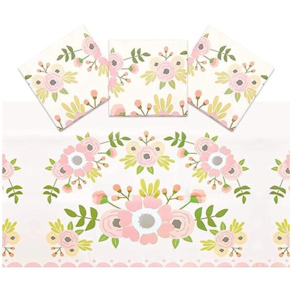 Mantel de plástico floral rosa para boda 54 x 108 in 3_1